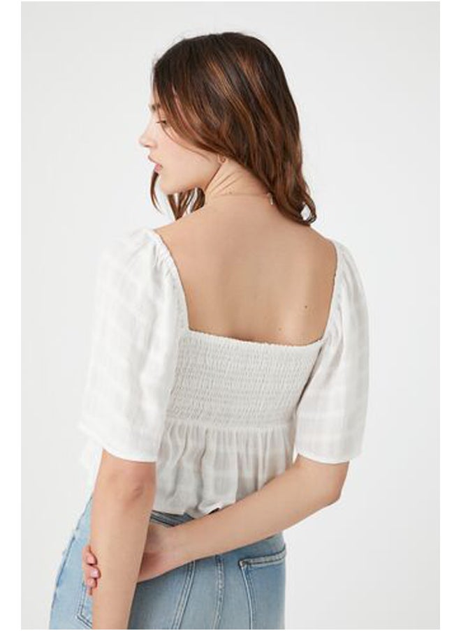 FOREVER 21 - Plaid Crochet Crop Top - Image 1