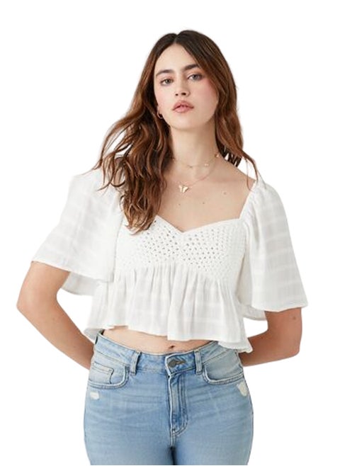 Plaid Crochet Crop Top