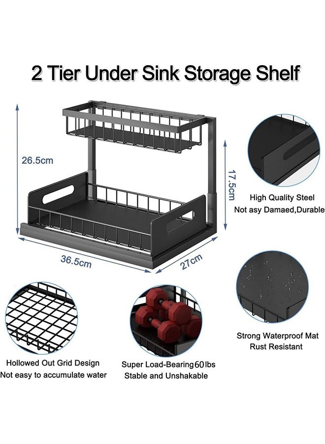 كيلا منظم خزانة قابل للسحب من طبقتين للتخزين تحت الحوض في خزائن المطبخ والحمام - Image 2
