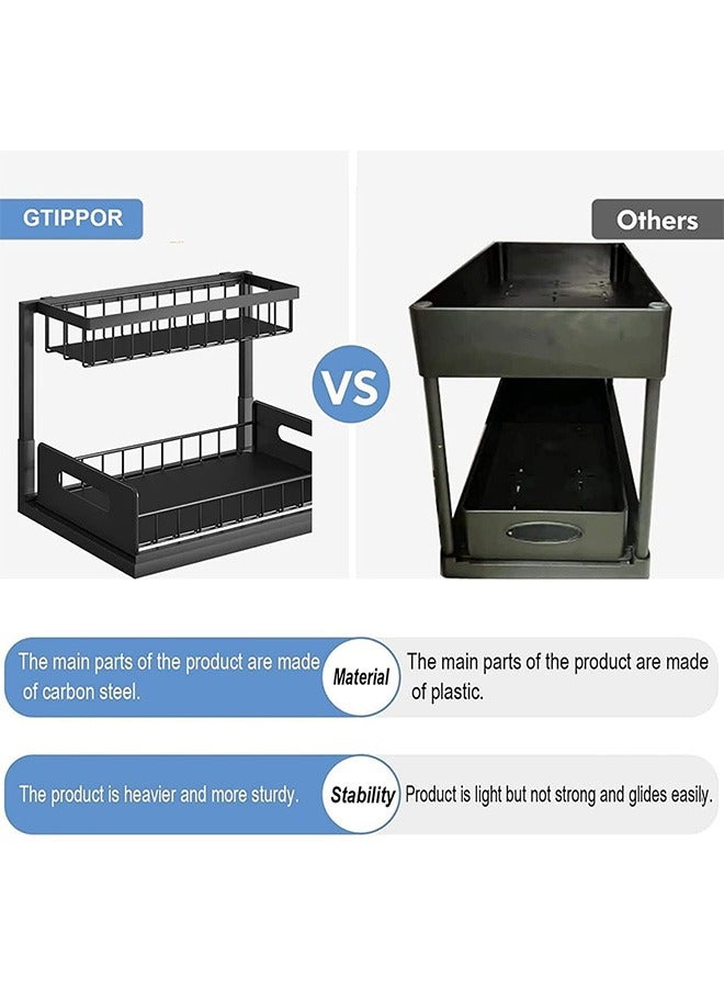 كيلا منظم خزانة قابل للسحب من طبقتين للتخزين تحت الحوض في خزائن المطبخ والحمام - Image 3