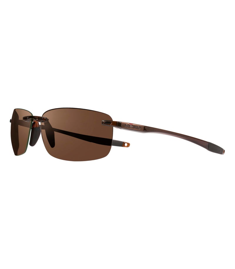 Revo Sunglasses Descend N: Polarized Serilium+ Lens with Rimless Rectangle Frame, Crystal Brown Frame with Terra Lens - Image 1