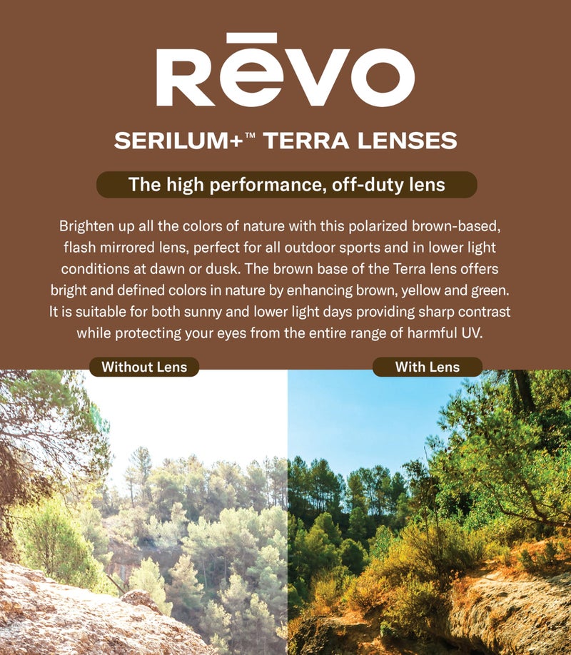 Revo Sunglasses Descend N: Polarized Serilium+ Lens with Rimless Rectangle Frame, Crystal Brown Frame with Terra Lens - Image 2