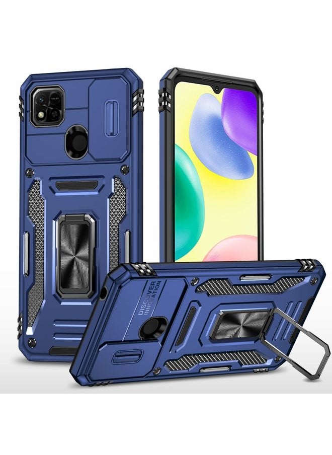 HuHa Case Cover For Xiaomi Redmi 9C / 10A Armor PC + TPU Camera Shield Phone Case Navy Blue 