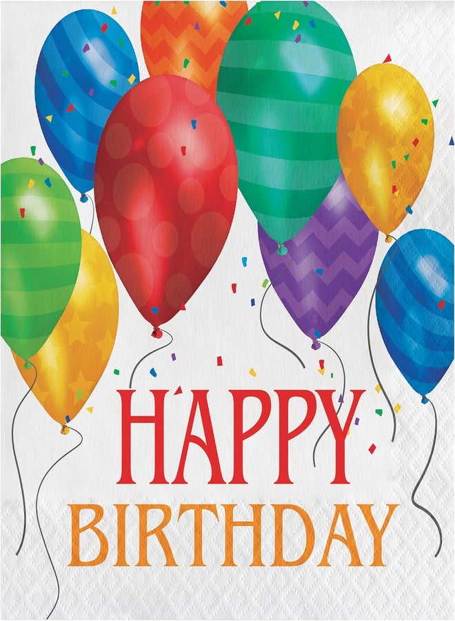 Creative Converting Birthday Multicolor Balloon Blast Luncheon Napkins - 16pcs - Image 1