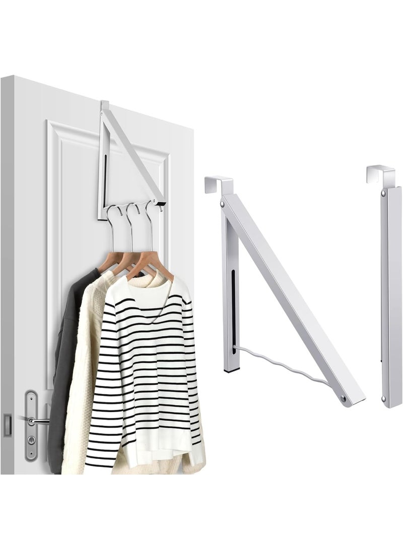 Cobest Over the Door Hooks, Over the Door Hanger Organizer, Foldable Single Closet Hanger Hooks, for Hanging Coats Hats Robes Towels Bathroom Bedroom Door Hangers (White) - Image 1