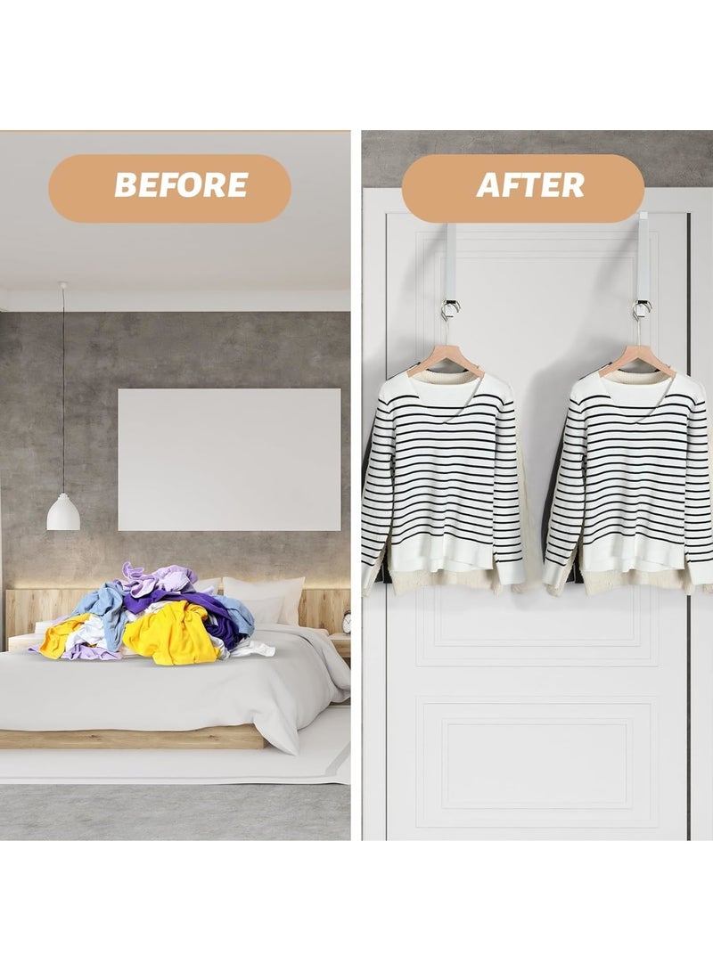 Cobest Over the Door Hooks, Over the Door Hanger Organizer, Foldable Single Closet Hanger Hooks, for Hanging Coats Hats Robes Towels Bathroom Bedroom Door Hangers (White) - Image 3