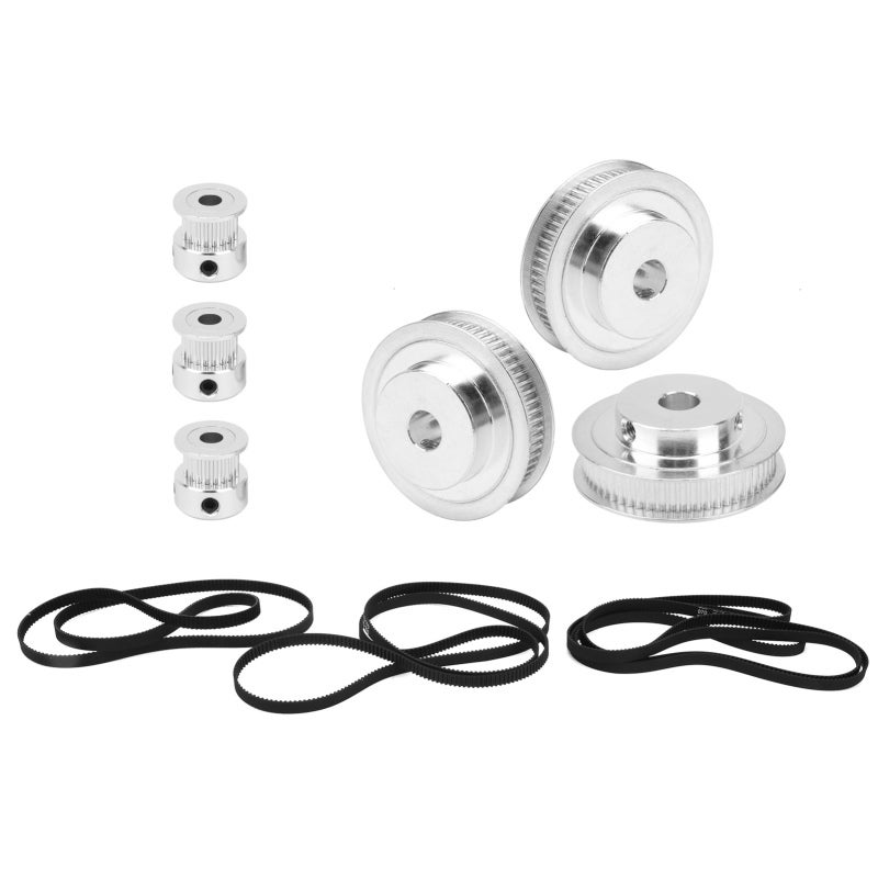 Timing Belt Pulley Set: 3 X 20 Teeth 3 X 60 Teeth Aluminum Alloy Pulleys With 3 Belts - High-Quality Oxidation Treated Durable Pulley For Milling Drilling Gear Forming Gear Hobbing Machines - Image 2