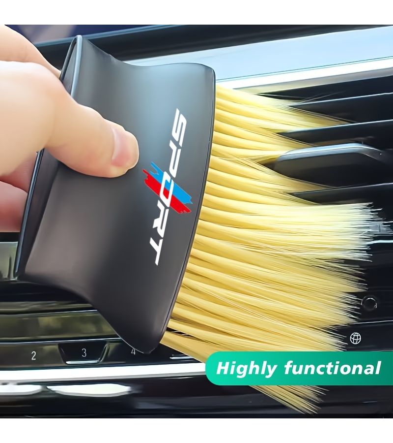 Yellow Car Interior Cleaning Brush Double Ended for Vents Dashboard Console - Image 1