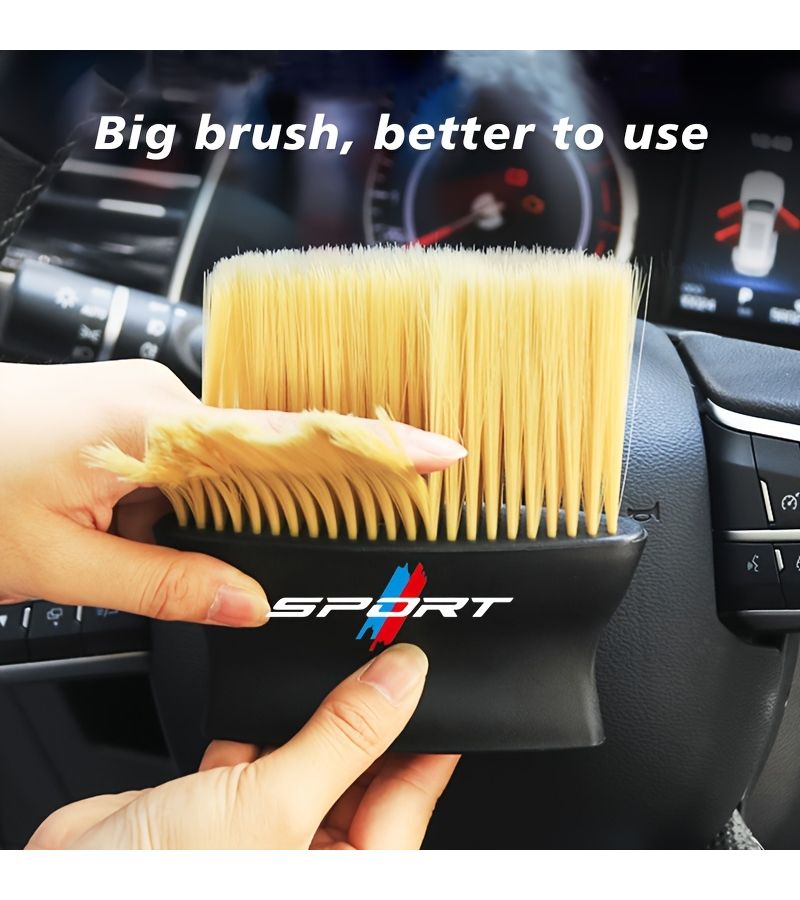 Yellow Car Interior Cleaning Brush Double Ended for Vents Dashboard Console - Image 3