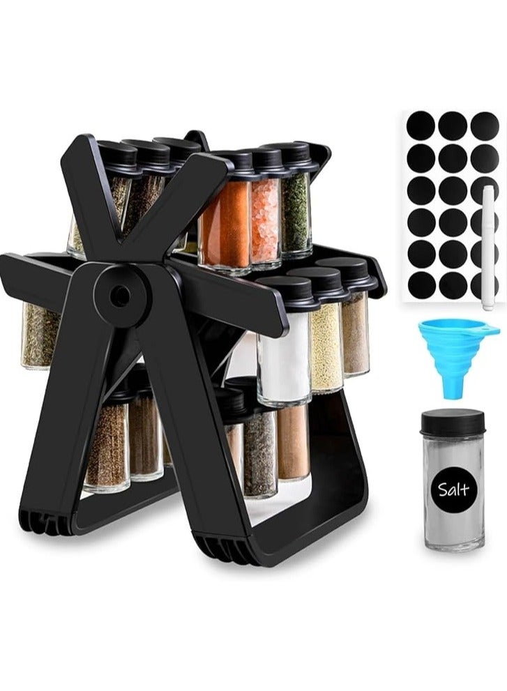 Revolving Spice Rack, 18 Pieces Kitchen Spice Jar Organizer - Image 1
