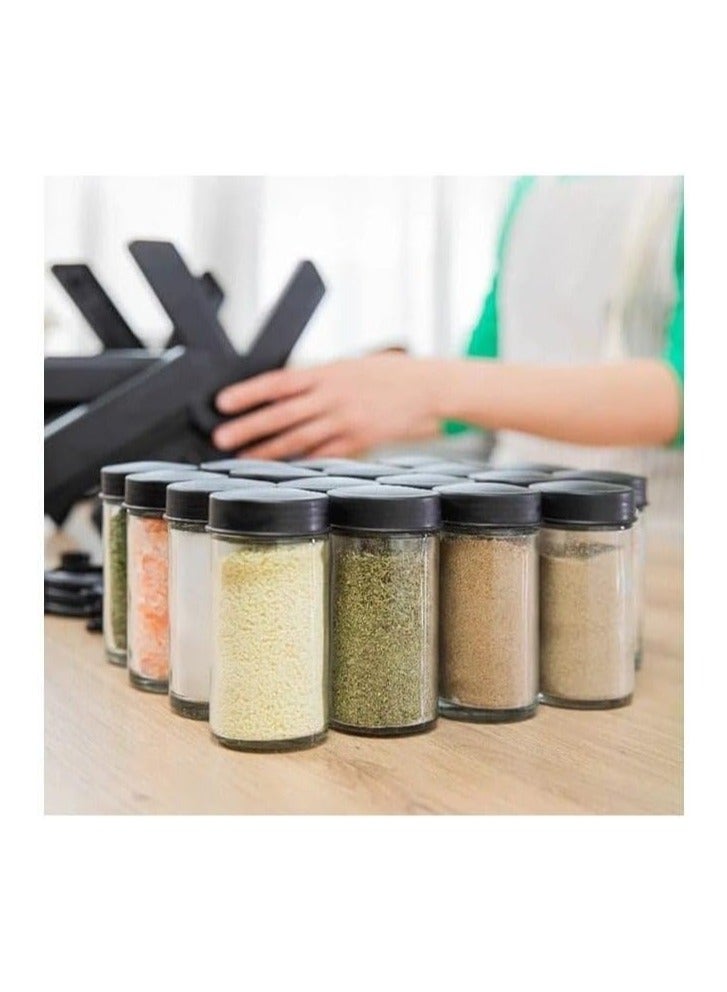 Revolving Spice Rack, 18 Pieces Kitchen Spice Jar Organizer - Image 3