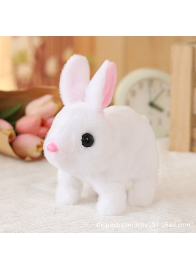 Children's Electric Plush Toy Pet Bunny Can Scream And Run Little White Rabbit Girl Gift Year Of The Rabbit Toy Wholesale-Color:Short-haired White Rabbit  - Image 1