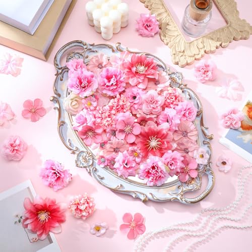 Geosar 120 Pcs Artificial Flowers Bulk Mini Silk Flower for Crafts Fake Small Flowers Heads Floral Arrangement Decor for Spring DIY Wreath Wedding Bouquet DecorationPinkCozy Style - Image 3