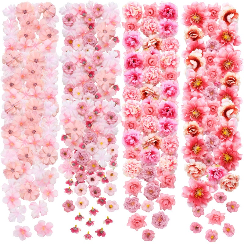 Geosar 120 Pcs Artificial Flowers Bulk Mini Silk Flower for Crafts Fake Small Flowers Heads Floral Arrangement Decor for Spring DIY Wreath Wedding Bouquet DecorationPinkCozy Style - Image 2