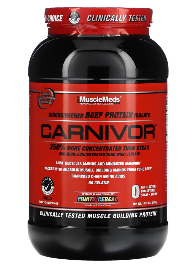 MUSCLEMEDS Carnivor Bioengineered Beef Protein Isolate Fruity Cereal 1.91 lbs (868 g) - Image 1