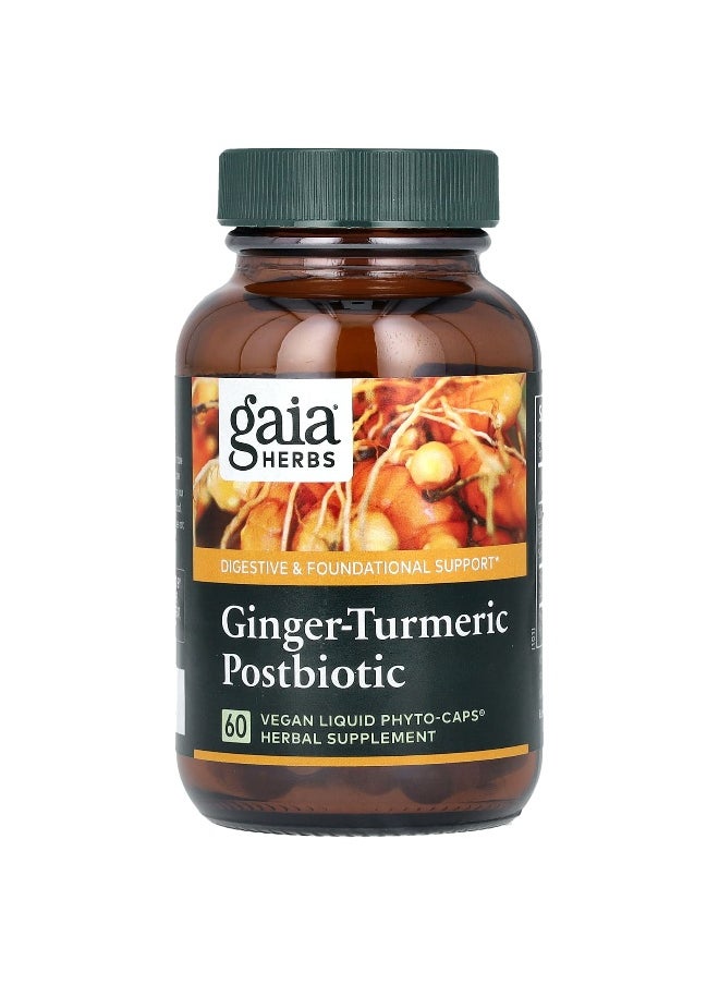 Gaia Herbs - Gaia Herbs, Ginger-Turmeric Postbiotic, 1.2 g, 60 Vegan Liquid Phyto-Caps (0.6 g per Capsule) - Image 1