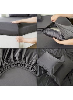 100% Cotton 80X80S/400Tc Luxury Bed Sheet Set With 1 Flat Sheet, 1 Fitted Sheet, 2 Pillowcases (Dark Grey, Queen 4Pieces) - pzsku/Z3408001A0E5124157191Z/45/_/1726727321/58a55875-2c4d-4771-b532-39ae0ec1b7d3