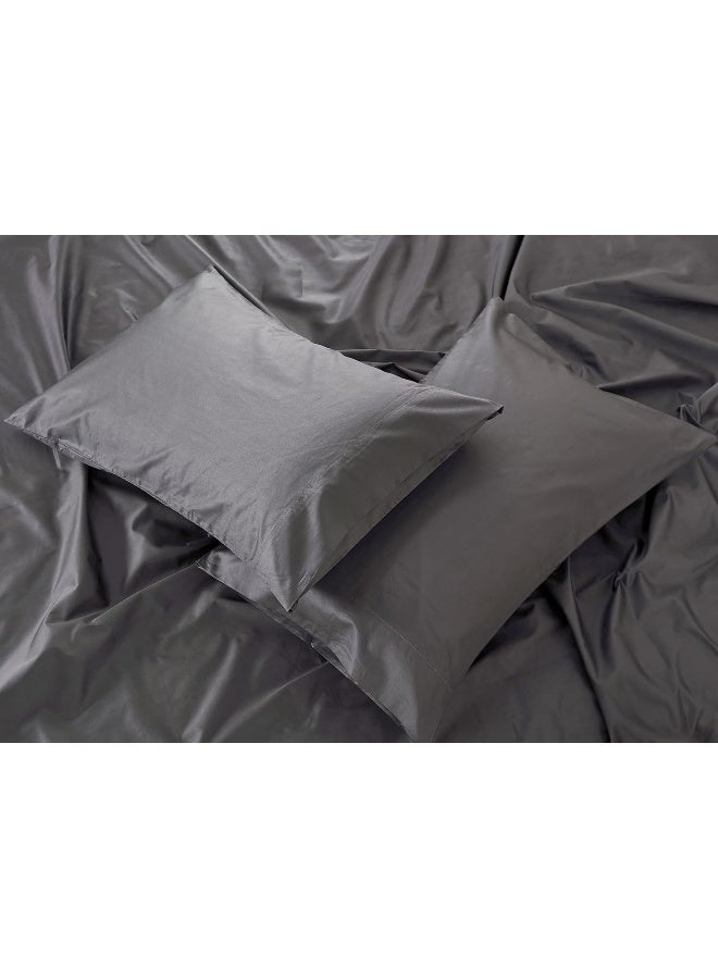 PanaX 100% Cotton 80X80S/400Tc Luxury Bed Sheet Set With 1 Flat Sheet, 1 Fitted Sheet, 2 Pillowcases (Dark Grey, Queen 4Pieces) - Image 3