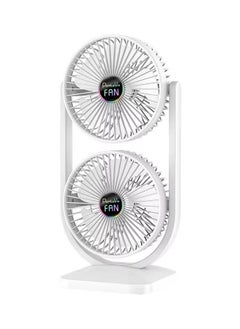 Toy Box Double Layer Fan, Small Personal USB Desk Fan, Portable Desktop Table Cooling Fan Powered by USB, Strong Wind, for Home Office Car Outdoor Travel - White  - Image 1
