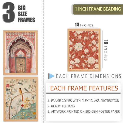 Gamya Big Aesthetic Framed Posters Wall Decor Paintings For Living Room, Bedroom/Big Paintings For Wall Decoration (A3 Frames, 14x18 Inches) Set of 3 (Art 2) - Image 2