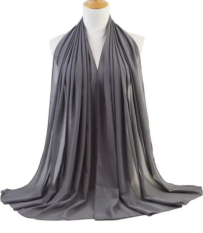 Dujalil Chiffon Lightweight Sheila & Hijab Scarf for Women, Dark Grey #098, 200 x 70 cm, Indonesian Fabric - Image 1