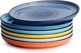 Sweese 165.002 Porcelain Round Dessert Salad Plates - 7.4 Inch - Set of 6, Hot Assorted Colors - Image 1
