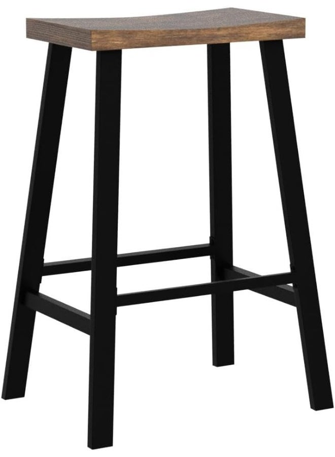 VASAGLE كراسي بار، مجموعة من 2 كرسي بار، كراسي بار إفطار للمطبخ مع مسند للقدم، صناعي في غرفة المعيشة، غرفة الحفلات، بني ريفي وأسود 33x10x73 سم - Image 5