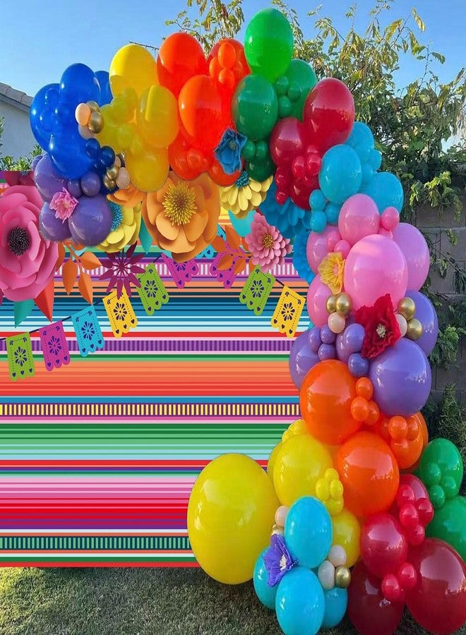 RUYI Mexican Fiesta Party Backdrop 7x5FT Fiesta Party Decorations Mexican Theme Striped Paper Flowers Background for Photography Baby Shower Birthday Party Decor Photo Props (84x60 inch) - Image 5