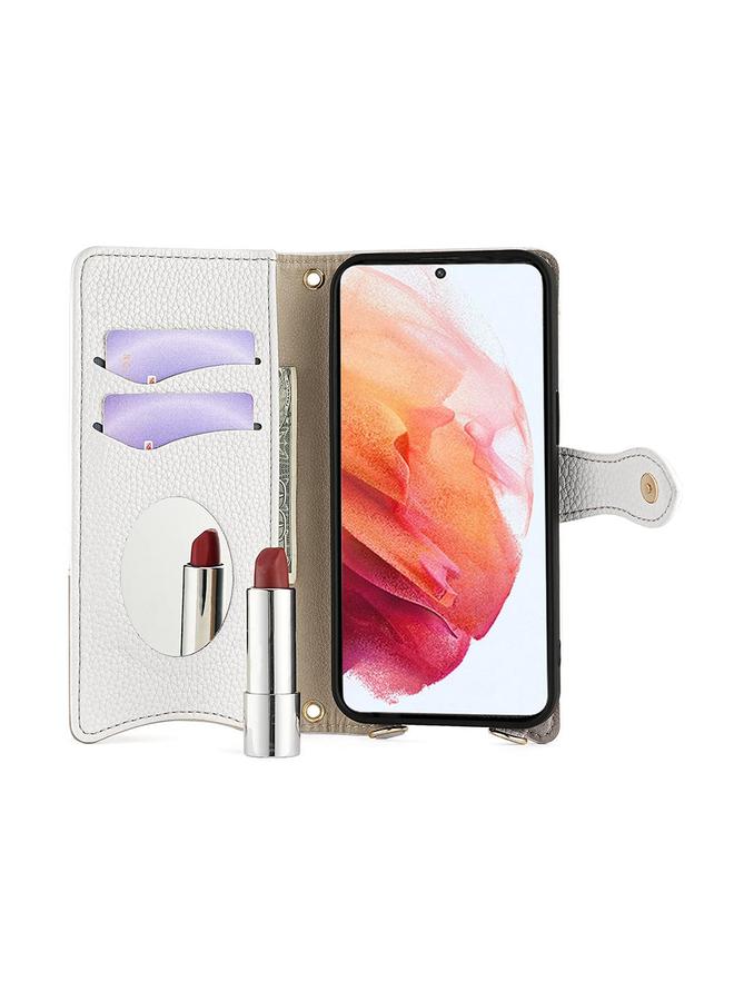 إيروريكس جراب لهاتف Samsung Galaxy S22+ 5G جراب هاتف من الجلد بتصميم ذيل السمكة بتصميم سلسلة على شكل سلسلة من الليتشي - Image 2