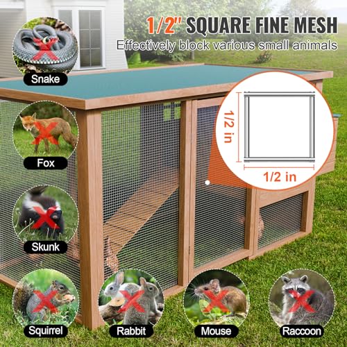 VEVOR شبكة فيفور، 1/2 بوصة 24 بوصة × 25 قدم 19 قياس، شبكة سلكية مجلفنة بالغمس الساخن، سياج دجاج، شبكة سلكية لأقفاص الأرانب، حديقة، قوارض صغيرة - Image 4