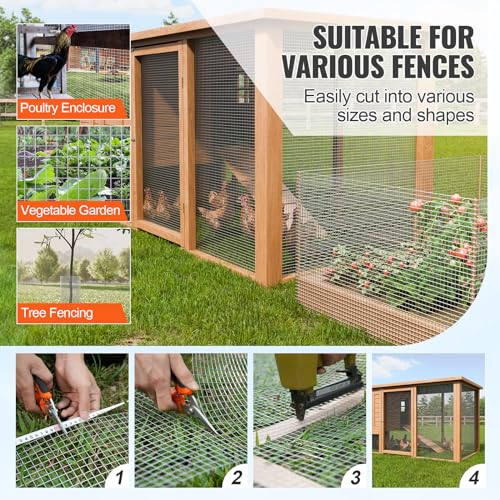 VEVOR شبكة فيفور، 1/2 بوصة 24 بوصة × 25 قدم 19 قياس، شبكة سلكية مجلفنة بالغمس الساخن، سياج دجاج، شبكة سلكية لأقفاص الأرانب، حديقة، قوارض صغيرة - Image 5