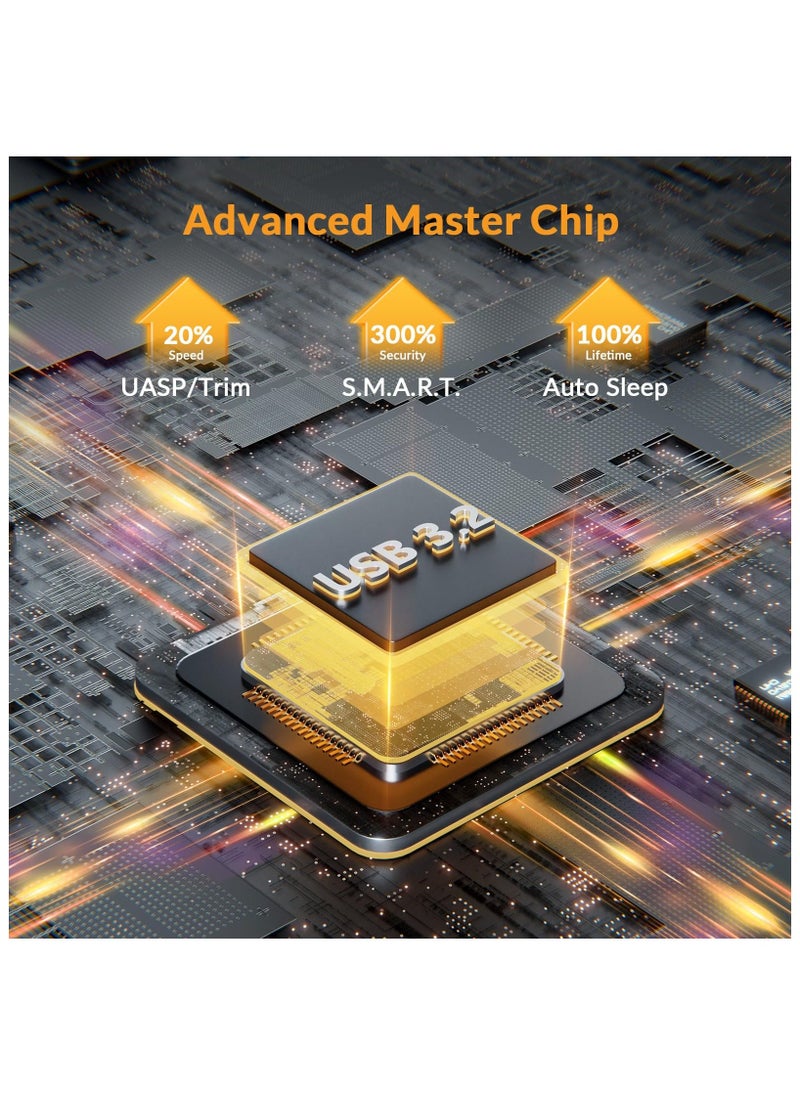 M.2 [NVMe & SATA] SSD Enclosure Adapter[Tool Free][Aluminum], NVMe to USB 3.2 Gen 2 10Gbps, M.2 to USB C&A Supports M-Key/B+M Key Solid State Drive Enclosure with UASP Trim for 2230/2242/2260/2280 SSD  - Image 4