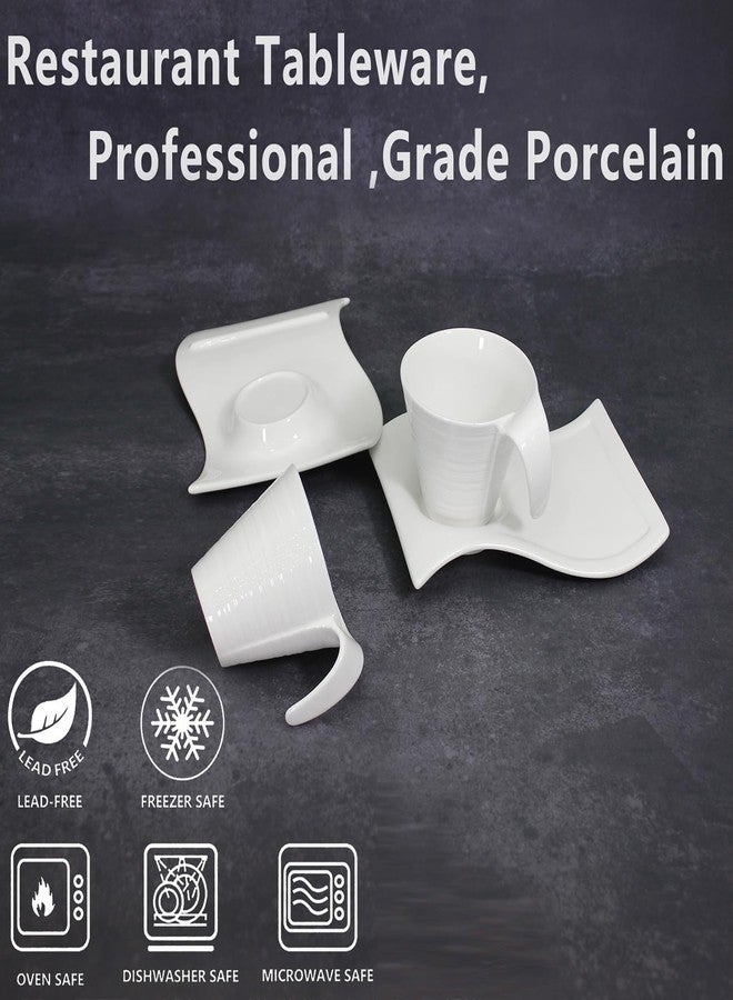 Creativity Home Porcelain Coffee cup and saucer Mugs,5.17 Ounce, Savor Espresso Mugs Cups for Latte, Hot Tea, Cappuccino, Mocha, Cocoa, Mugs Set (Coffee cup and saucer Set of 4) - Image 4