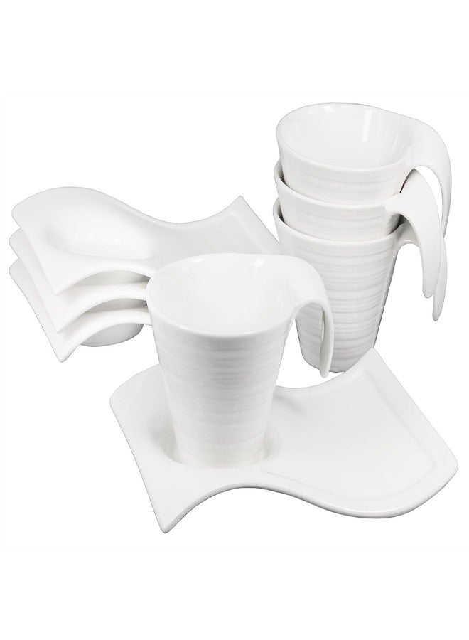 Creativity Home Porcelain Coffee cup and saucer Mugs,5.17 Ounce, Savor Espresso Mugs Cups for Latte, Hot Tea, Cappuccino, Mocha, Cocoa, Mugs Set (Coffee cup and saucer Set of 4) - Image 1
