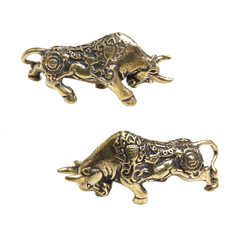 Acxico 2Pcs Bull Statue Ornament Sculpture Abstract Figurines Crafts Desk Home Decoration