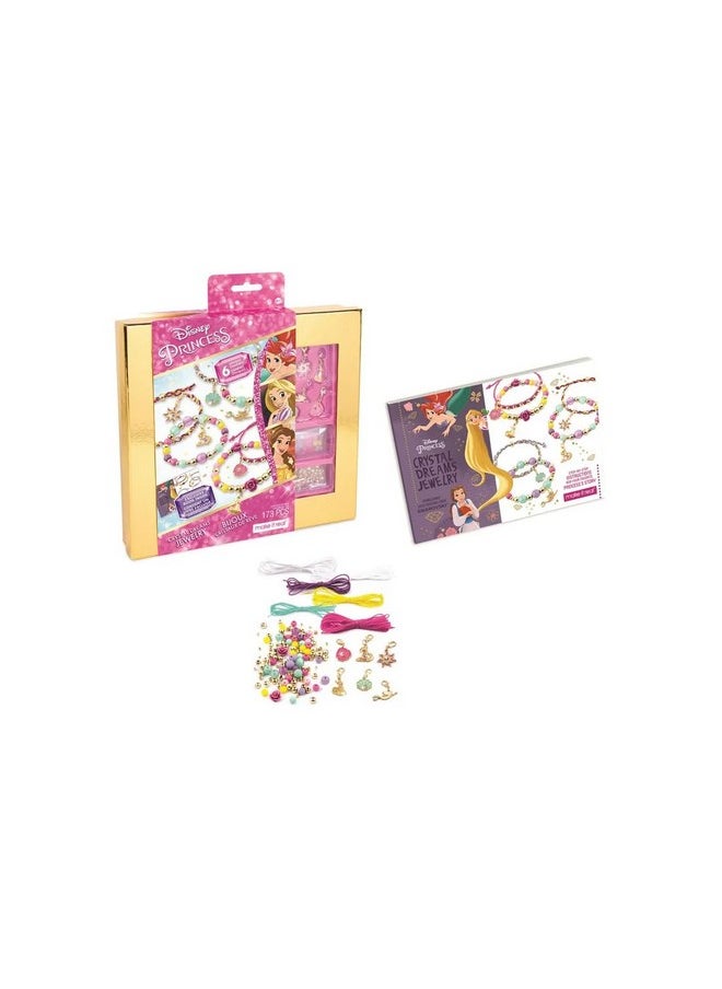 Make It Real Make It Real Disney Princess Crystal Dreams Jewelry Kit - DIY Bead & Charm Bracelet Set with Swarovski Crystals, Includes Supplies & Exclusive Princess Book - Create 6 Bracelets, Ages 8  - Image 2