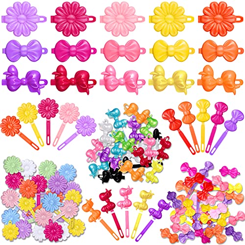Janinka 72 Pieces SelfHinge Plastic Hair Clips 80s 90s Cartoon Colorful Cute Barrettes and Pins for Toddler Girls Multicolor Classic