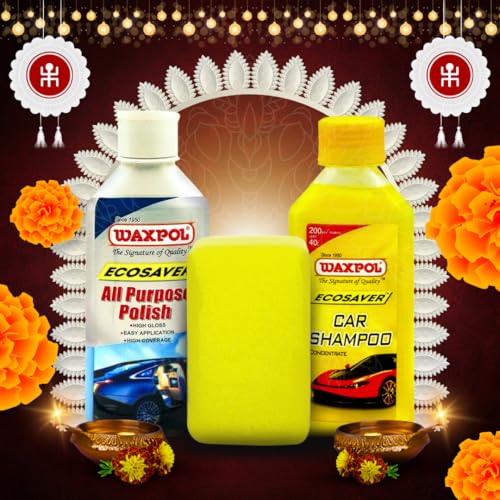 Waxpol Ecosaver Car & Bike Kit Wash Shampoo (200 ml)+ Waxpol All Purpose Polish (200 ml) + Foam Applicator Sponge (Pack of 3) - Image 2