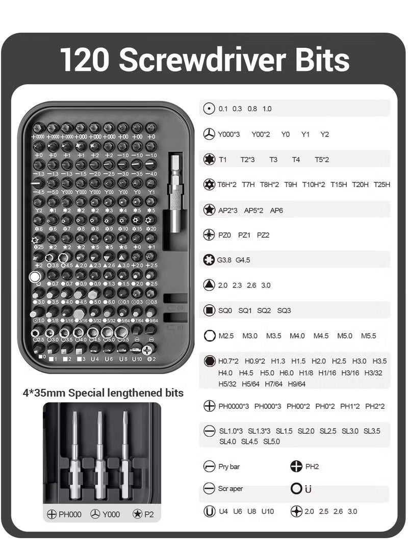 ELTRAZONE 130 in 1 Electronics Screwdriver Set with 121 Magnetic Bits, Precision Repair Tool Kit with Tweezers, Flat Phillips Pentalobe Torx Star Screwdriver for Phone, Laptop, PC, Computer, Tablet & Game Console - Image 5