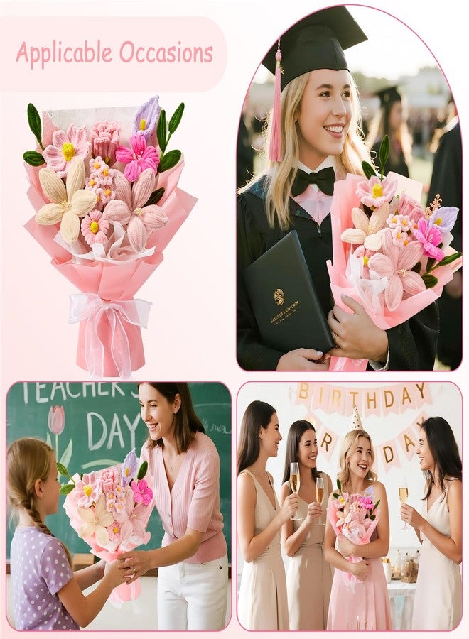 Faylifeway Pipe Cleaner Flower Bouquet Already Made, Pink Chenille Stem Flowers, Flower Bouquet for Mom Women, Birthday Anniversary Graduation Gift(Include Card) - Image 4