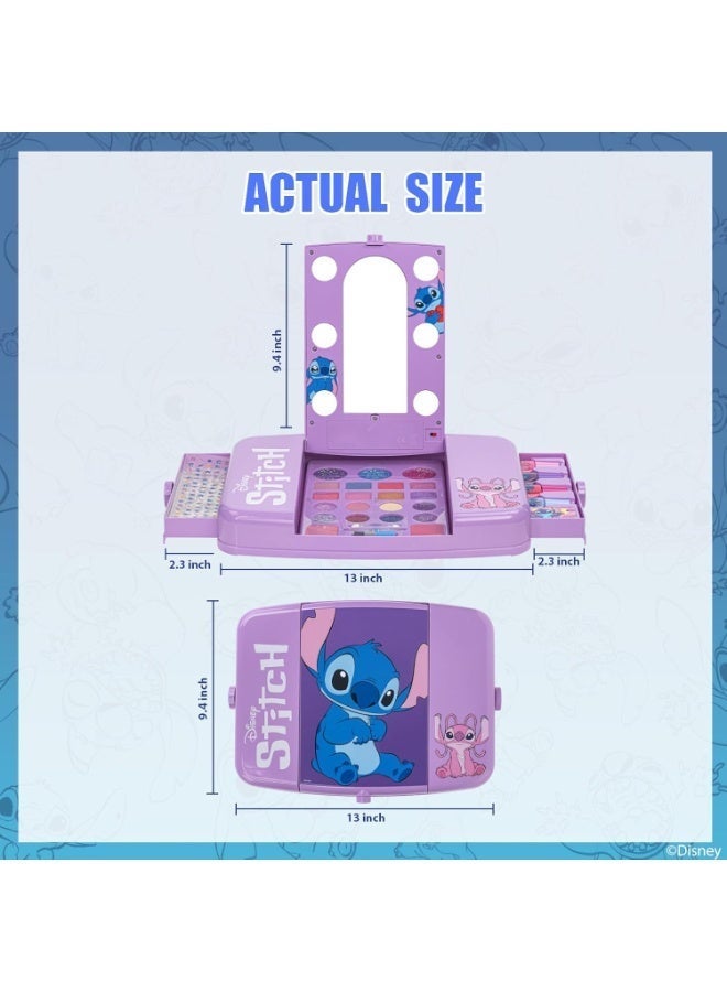 Disney Stitch Beauty Vanity Set with Light-Up Mirror, Includes Lip Gloss, Eyeshadow, Blush, Brushes, Nail Polish, Accessories, Batteries Not Included, Ages 6+, for Gift-Giving, by Townley Girl - Image 4