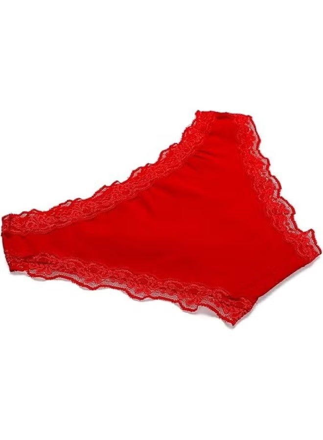 Hanady Women's three-piece panty set – comfortable cotton fabric with lace trim – multi colour– suitable for everyday wear - Image 4