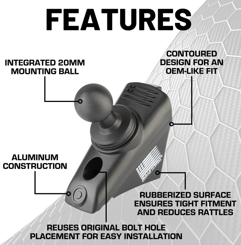 Bulletpoint A-Pillar Device Mount with 20mm Ball for Jeep Wrangler JL & Gladiator - Image 3