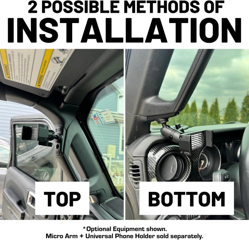Bulletpoint A-Pillar Device Mount with 20mm Ball for Jeep Wrangler JL & Gladiator - Image 4