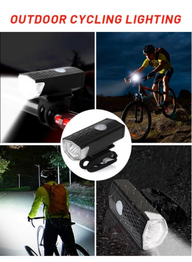 AL RAID Set of 2 Bike Lights, Bike Indicator Lights Front Headlight and Back Rear Taillight with USB Rechargeable, IPX6 Waterproof 3 Modes, MTB Off Road Lights Suitable for All Kinds of Bicycles (USB Cable Included) - Image 1