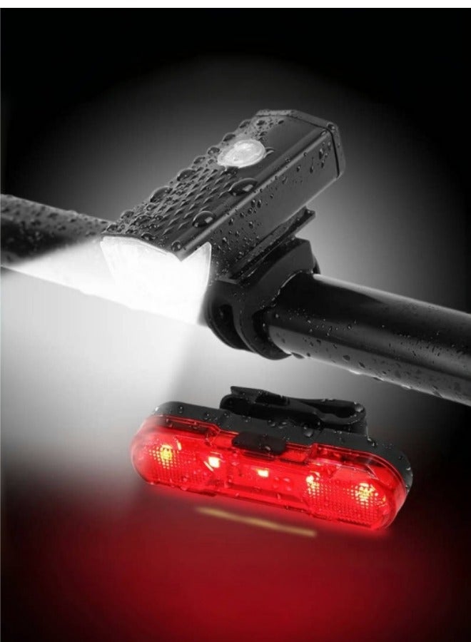AL RAID Set of 2 Bike Lights, Bike Indicator Lights Front Headlight and Back Rear Taillight with USB Rechargeable, IPX6 Waterproof 3 Modes, MTB Off Road Lights Suitable for All Kinds of Bicycles (USB Cable Included) - Image 2