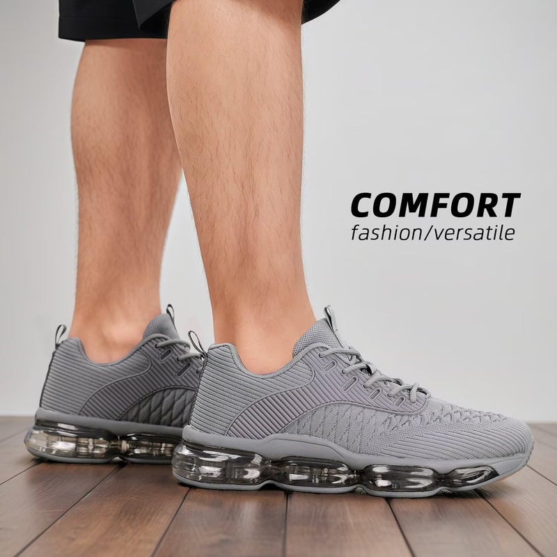 Socviis Mens Running Shoes Air Low Top Comfort Walking Lace Up Sneakers Breathable Fashion Tennis Sport Gym Fitness Cross Trainers Grey - Image 2