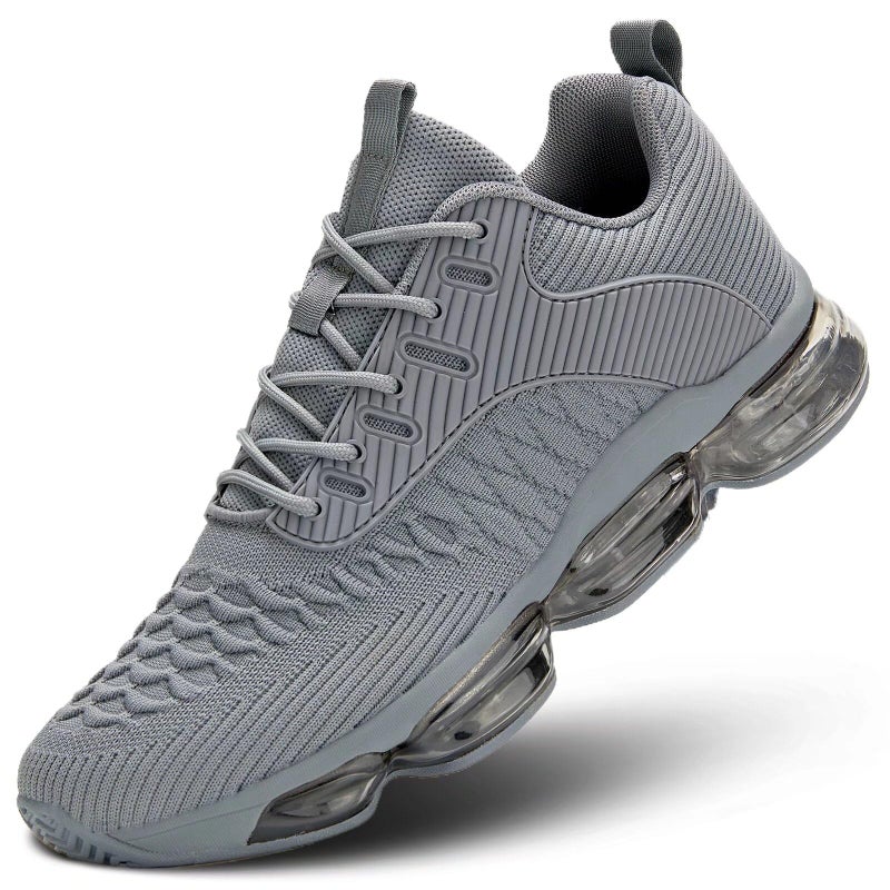 Socviis Mens Running Shoes Air Low Top Comfort Walking Lace Up Sneakers Breathable Fashion Tennis Sport Gym Fitness Cross Trainers Grey - Image 1