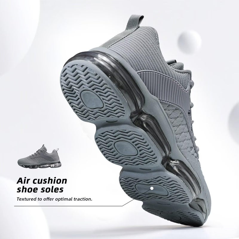 Socviis Mens Running Shoes Air Low Top Comfort Walking Lace Up Sneakers Breathable Fashion Tennis Sport Gym Fitness Cross Trainers Grey - Image 5