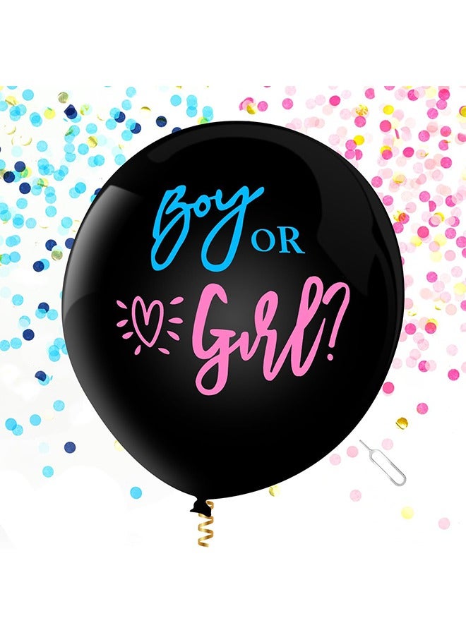 Thickened Gender Reveal Balloon - Gender Reveal Confetti Balloons with Pink and Blue Confetti – 36 Inch Black Gender Reveal Balloons Perfect for Taking Photos and Videos  - Image 1